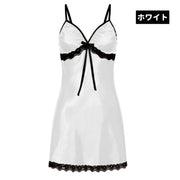 スリップ ベビードール ネグリジェ レディース 女性 ランジェリー インナー 下着 Vネック キャミソール ノースリーブ 袖なし 大きいサイズ レース リボン セクシー ワンピース  シンプル お洒落 上品 大人女子