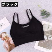 ノンワイヤーブラ ブラジャー ハーフトップ スポーツブラ レディース 女性 インナー 下着 パッド入り リブ ロゴ カジュアル シンプル おしゃれ 可愛い 婦人下着