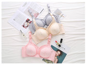 ブラジャー マタニティブラジャー 授乳ブラジャー レディース ノンワイヤー ボーダー フロントホック 前開き 背中ホック 4段ホック 妊婦 女性用 婦人用 レディースブラジャー