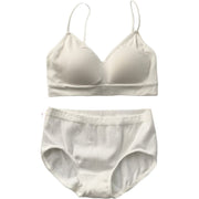 ブラジャー ショーツ 上下セット 女性 レディース 婦人 インナー ノンワイヤーブラ カップ付き下着 パンティ パンツ リブ フルカップ スタンダードショーツ フルバック 2点セット 単色 無地 シンプル おしゃれ スポーティ カジュアル かわいい 普段着 運動 スポーツ 灰 黒 白