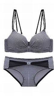 ブラジャー 単品 レディース 女性 インナー 下着 肌着 3／4カップ ブラ ギンガムチェック チェック 小胸 小胸向け 小さめ 下厚パッドクロス バッククロス ダブルストラップ セクシー 上品 可愛い キュート お洒落 ブラック 黒 婦人 脇高ブラ チェック柄ブラ ギンガムチェックブラ