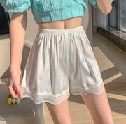 ペチコート 同色3枚セット ペチパンツ レディース 女性 レース インナー ショートパンツ 3分丈 無地 単色 光沢感 シンプル カジュアル おしゃれ