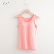 ブラトップ タンクトップ キャミソール レディース 女性 インナー トップス ノースリーブ 丸首 ラウンドネック カップ付き 大きいサイズあり 無地 シンプル カジュアル ラフ 春 夏 S M L XL 2XL