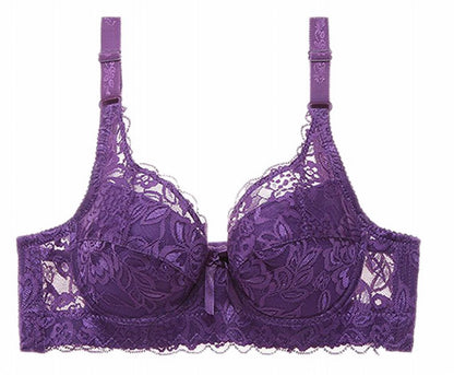 ブラジャー ブラ単品 下着 インナー 4連フォック 総レース パープル バリエーション画像