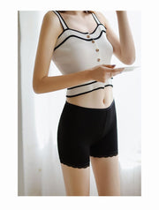 ボックスショーツ ボーイレッグ インナーパンツ ショーツ パンツ パンティー レディース 女性 婦人 丈長め ロング レース シンプル ベーシック