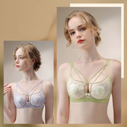 ブラジャー 女性 レース メッシュ 薄手 シースルー ワイヤー入り 3／4カップ 胸を小さく見せる 着痩せ 脇高 脇肉補正 美胸