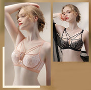 ブラジャー 女性 レース メッシュ 薄手 シースルー ワイヤー入り 3／4カップ 胸を小さく見せる 着痩せ 脇高 脇肉補正 美胸