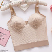 ビスチェ ブラトップ カップ付き キャミソール 下着 トップス レディース 女性用 婦人服 ハーフトップブラ 後ろホック ギンガムチェック柄 肩紐 ノンワイヤー おしゃれ かわいい セクシー 見せる下着 チラ見せ