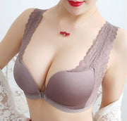 ブラジャー レディース ノンワイヤー 3/4モールドカップ レース 脇高 下着 ランジェリー インナー 3D立体 響きにくい シンプル 上薄 下厚 Vネック Vバック フロントホック スカラップ 刺繍 通気性 おしゃれ 上品 女性 婦人 春 夏 秋 冬 オールシーズン