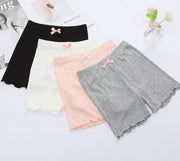 オーバーパンツ ショートパンツ ペチパンツ インナー キッズ ジュニア 女の子 インナーパンツ リボン ウエストゴム 3分丈 かわいい シンプル フリル おしゃれ