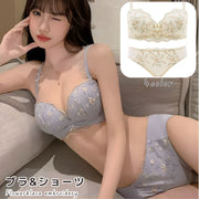 ブラジャー ショーツ 上下 2点セット 3／4カップブラジャー スタンダードショーツ 下着 女性用 レディース 婦人 脇高 ワイヤー入り 下厚パッド 3段 4列ホック レース 花柄 おしゃれ かわいい