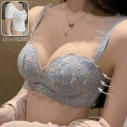 ブラジャー ショーツ 上下 2点セット 3／4カップブラジャー スタンダードショーツ 下着 女性用 レディース 婦人 脇高 ワイヤー入り 下厚パッド 3段 4列ホック レース 花柄 おしゃれ かわいい