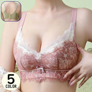 ブラジャー レディース 下着 インナー 花柄レース ノンワイヤー 3／4カップ 脇高 小胸補正 通気性 吸汗