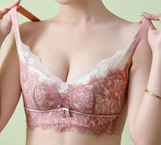ブラジャー レディース 下着 インナー 花柄レース ノンワイヤー 3／4カップ 脇高 小胸補正 通気性 吸汗