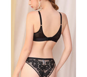 ブラジャー 3/4カップ ショーツ 上下セット レディース インナー ノンワイヤー 総レース パンツ パンティー 下着 透け感 シースルー エレガント 上品 セクシー 綺麗 可愛い おしゃれ 女子力アップ 婦人用 女性用 黒 緑 肌色