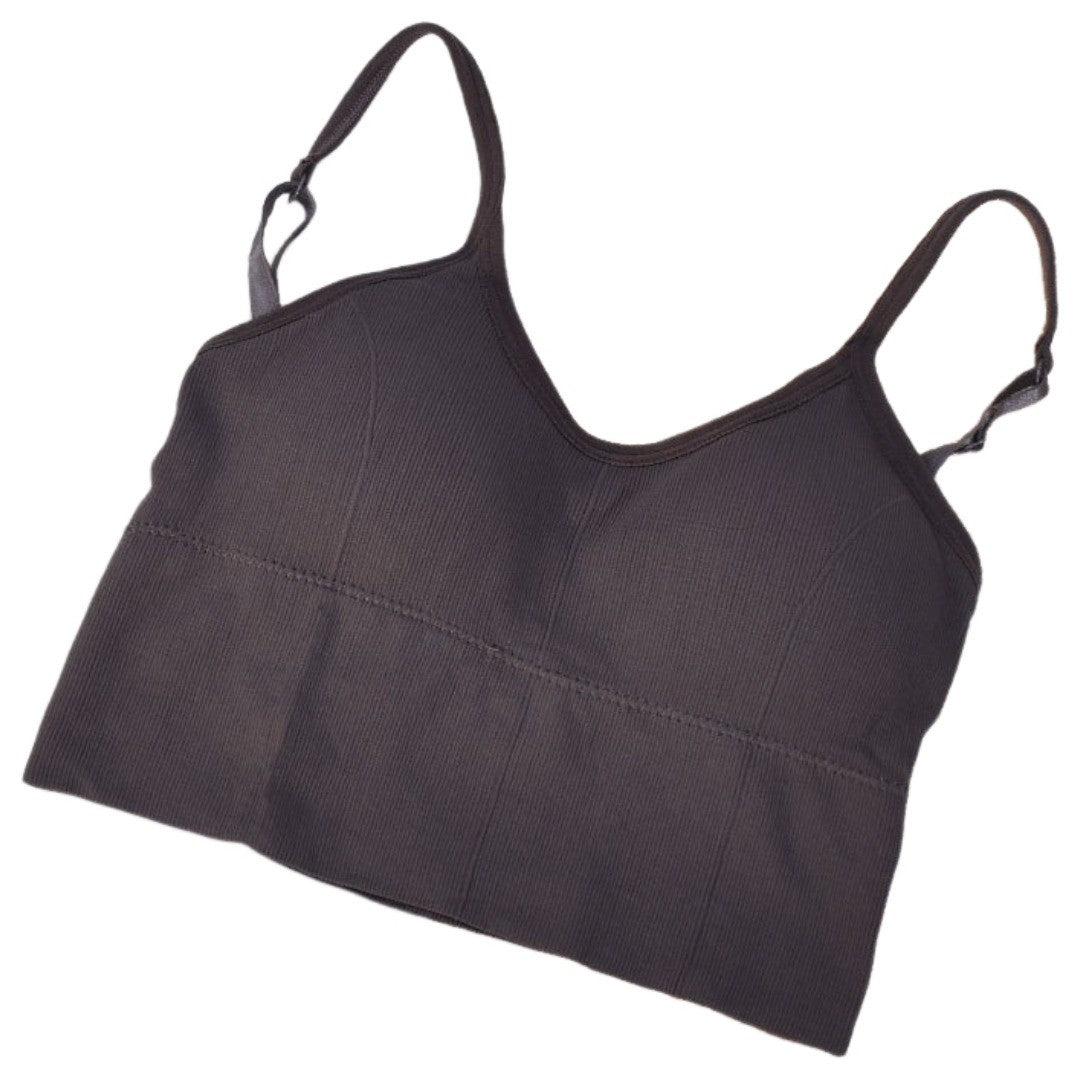 ブラトップ カップ付きキャミソール ハーフトップ レディース 女性 インナー 下着 トップス ノースリーブ カップ入り 無地 ブラック ホワイト グレー シンプル フェミニン ガーリー 可愛い キュート おしゃれ 春 夏
