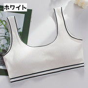 ハーフトップブラ ノンワイヤー スポーツブラ ノンワイヤー レディース 女性 ジュニア 子供 下着 インナー ブラ リブ ライン シンプル カジュアル カップ パッド付き