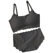 ブラジャー＆ショーツセット ブラジャー ショーツ 上下 2点セット レディース 女性 下着 シームレス フルカップ ノンワイヤー シンプル 無地 ナイトブラ 響きにくい