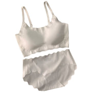 ブラジャー＆ショーツセット ブラジャー ショーツ 上下 2点セット レディース 女性 下着 シームレス フルカップ ノンワイヤー シンプル 無地 ナイトブラ 響きにくい