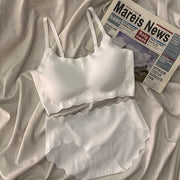 ブラジャー＆ショーツセット ブラジャー ショーツ 上下 2点セット レディース 女性 下着 シームレス フルカップ ノンワイヤー シンプル 無地 ナイトブラ 響きにくい