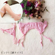 ガーターベルト Tバックショーツ 網タイツ ショートストッキング 3点セット レディース 女性用下着 ランジェリー パンティー ショーツ 総レース 透け感 セクシー コスプレ コスチューム 婦人用 黒 白 ピンク 赤 ブラック ホワイト レッド