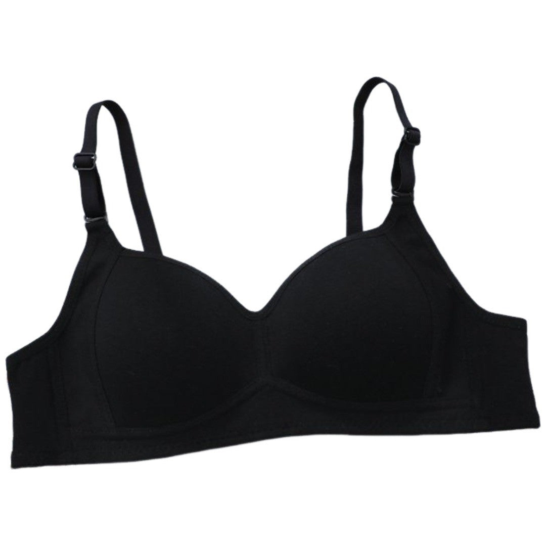 ブラジャー ジュニア 女の子 レディース インナー ノンワイヤー パッド入り 下着 単品 3列 3段ホック シンプル 無地 中学生 高校生