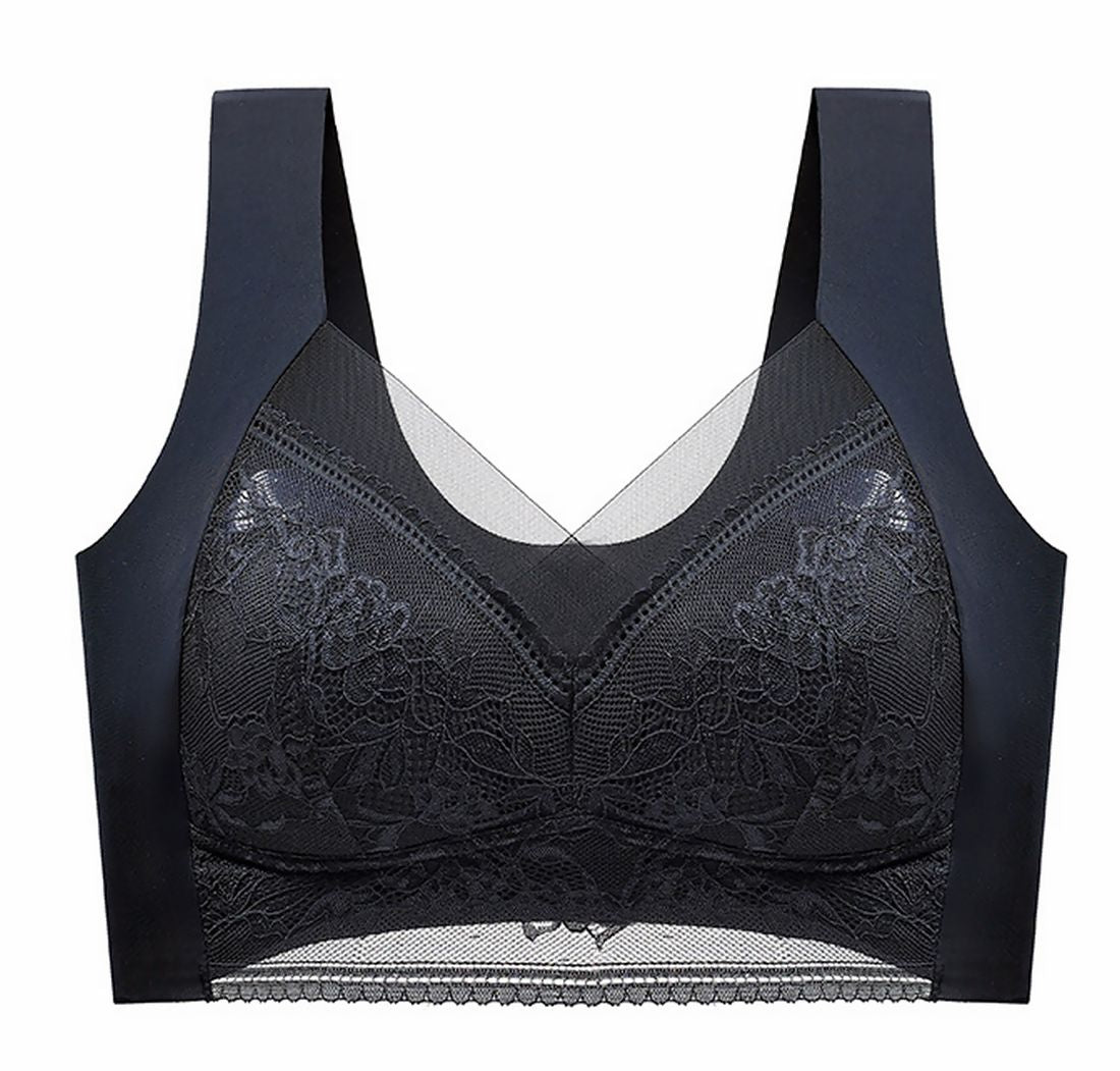 ノンワイヤーブラ ブラジャー バストライトブラ bustightbra レディース インナー 補正下着 3/4カップ レース 小さく見せる 大きいサイズ ホックなし シームレス 着痩せ 伸縮 伸びる