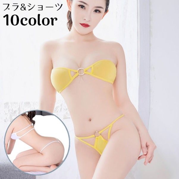 セクシーランジェリー 2点セット レディース ブラジャー ショーツ マイクロビキニ風 商品画像