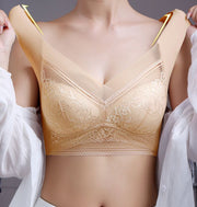 ブラジャー レディース 大きいサイズ レース ノンワイヤー フルカップ 胸を小さく見せる 着痩せ 脇高 脇肉補正 美胸