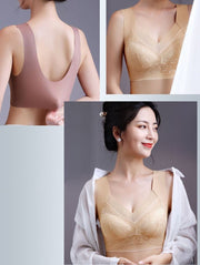 ブラジャー レディース 大きいサイズ レース ノンワイヤー フルカップ 胸を小さく見せる 着痩せ 脇高 脇肉補正 美胸