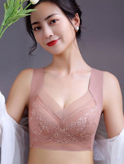 ブラジャー レディース 大きいサイズ レース ノンワイヤー フルカップ 胸を小さく見せる 着痩せ 脇高 脇肉補正 美胸