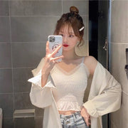 ブラトップ カップ付きインナー レディース 女性 婦人服 ノンワイヤー キャミソール シャーリング フリル レース インナー かわいい おしゃれ