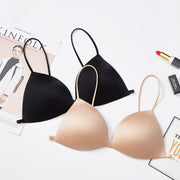 三角ブラ ブラジャー 単品 ブラ レディース 女性 インナー 下着 ノンワイヤーブラ カップ付き シームレス 3段階ホック ランジェリー シンプル セクシー 単色 紐 おしゃれ かわいい 薄手 普段着 お出かけ 黒 ベージュ