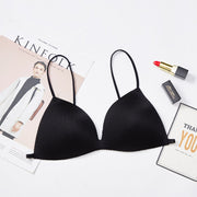 三角ブラ ブラジャー 単品 ブラ レディース 女性 インナー 下着 ノンワイヤーブラ カップ付き シームレス 3段階ホック ランジェリー シンプル セクシー 単色 紐 おしゃれ かわいい 薄手 普段着 お出かけ 黒 ベージュ