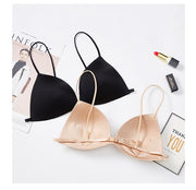 三角ブラ ブラジャー 単品 ブラ レディース 女性 インナー 下着 ノンワイヤーブラ カップ付き シームレス 3段階ホック ランジェリー シンプル セクシー 単色 紐 おしゃれ かわいい 薄手 普段着 お出かけ 黒 ベージュ