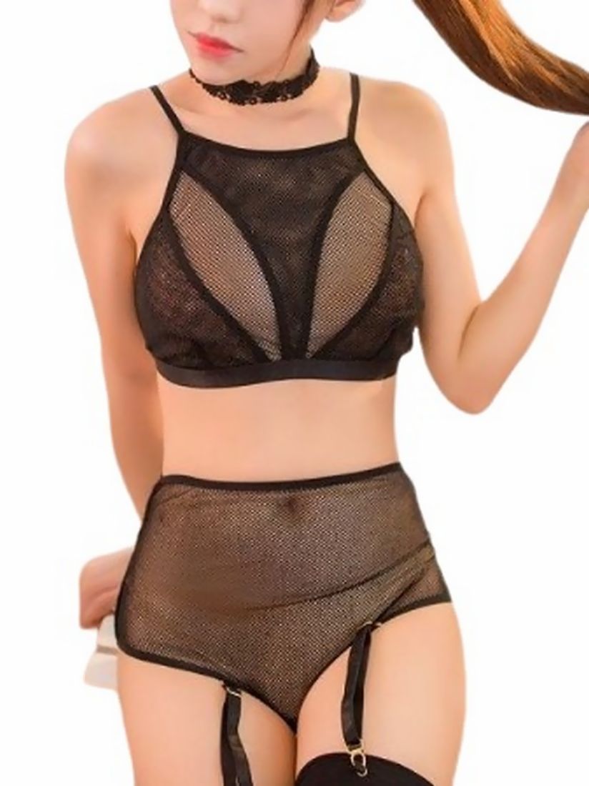 ブラジャー ショーツ 2点セット レディース 下着 透け感 シースルー 黒 ランジェリー コスチューム セクシー下着 女性 ナイトウェア 大人