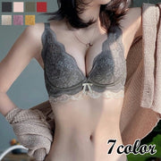 ブラジャー 3/4カップ ノンワイヤーブラ 総レース 下着 女性用 レディース 婦人 脇高 背中すっきり 花柄レース リボン おしゃれ かわいい デイリー 普段使い