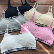 ジュニアブラ キッズブラ ブラジャー ノンワイヤー ハーフトップブラ ファーストブラ スポーツブラ カップ付き 単品 子供用 小学生 高学年 中学生 初ブラ インナー 下着 シンプル カジュアル スポーティー 女の子 女子 こども用 子ども用 英字ロゴ アルファベット