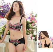 ブラジャー ショーツ 上下 2点セット レディース 女性 3/4カップブラ インナー 下着 肌着 4列ホック フラワー レース セクシー エレガンス おしゃれ かわいい 普段使い デイリー 女性下着 パンツ パンティ ブラ 婦人用