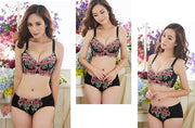 ブラジャー ショーツ 上下 2点セット レディース 女性 3/4カップブラ インナー 下着 肌着 4列ホック フラワー レース セクシー エレガンス おしゃれ かわいい 普段使い デイリー 女性下着 パンツ パンティ ブラ 婦人用