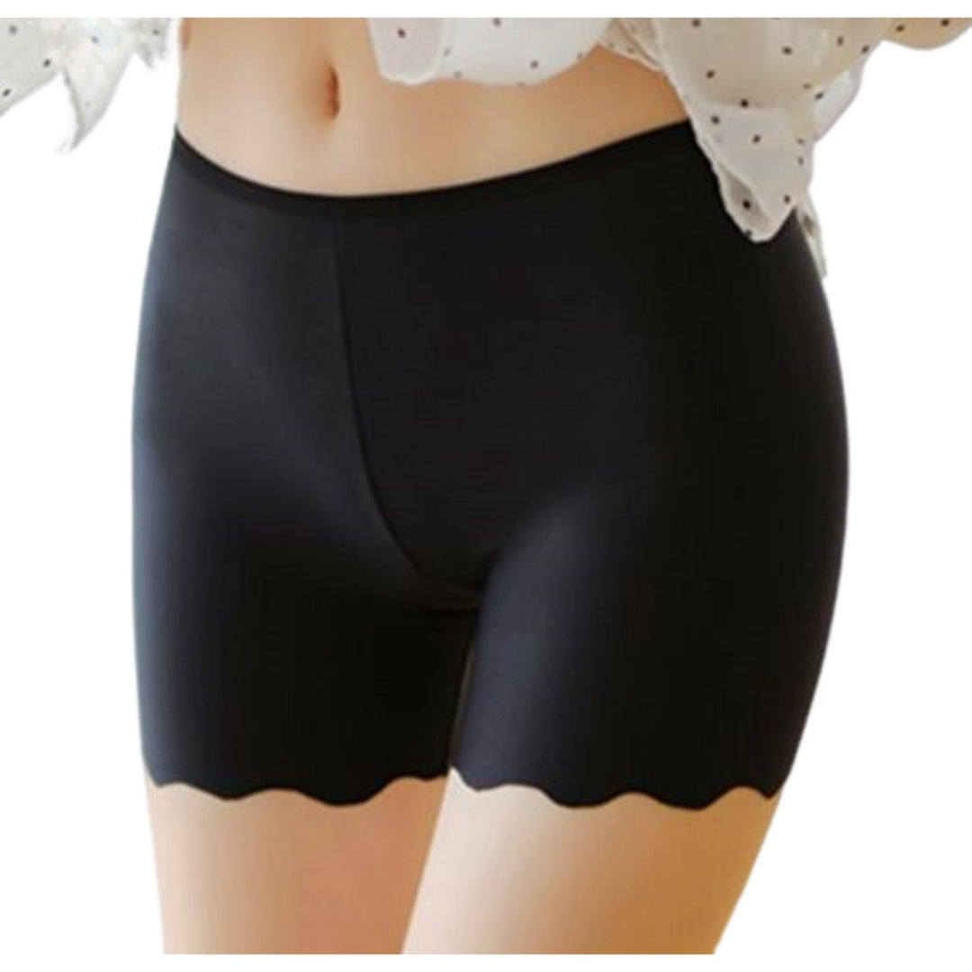 ペチコート ペチパンツ 1分丈 レディース 女性 婦人 インナー 見せパン 下着 肌着 アンダーウェア シームレス ウェーブ ショート丈 無地 単色 シンプル かわいい おしゃれ 透け防止