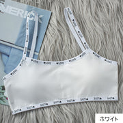 ノンワイヤーブラ スポーツブラ スポブラ ジュニア 女の子 子供用 インナー 下着 ブラジャー ブラ ロゴ入り ハート かわいい シンプル おしゃれ キュート ガーリー 通学 お出かけ デイリー 白 黒 ピンク ベージュ