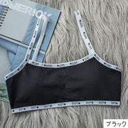 ノンワイヤーブラ スポーツブラ スポブラ ジュニア 女の子 子供用 インナー 下着 ブラジャー ブラ ロゴ入り ハート かわいい シンプル おしゃれ キュート ガーリー 通学 お出かけ デイリー 白 黒 ピンク ベージュ