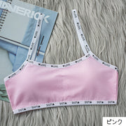 ノンワイヤーブラ スポーツブラ スポブラ ジュニア 女の子 子供用 インナー 下着 ブラジャー ブラ ロゴ入り ハート かわいい シンプル おしゃれ キュート ガーリー 通学 お出かけ デイリー 白 黒 ピンク ベージュ