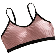 ブラジャー スポーツブラ ハーフトップブラ 単品 フルカップ パッド付き レディース 下着 インナー ジュニアブラ スポーティー ヨガ フィットネス シンプル 可愛い