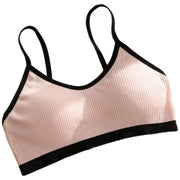 ブラジャー スポーツブラ ハーフトップブラ 単品 フルカップ パッド付き レディース 下着 インナー ジュニアブラ スポーティー ヨガ フィットネス シンプル 可愛い