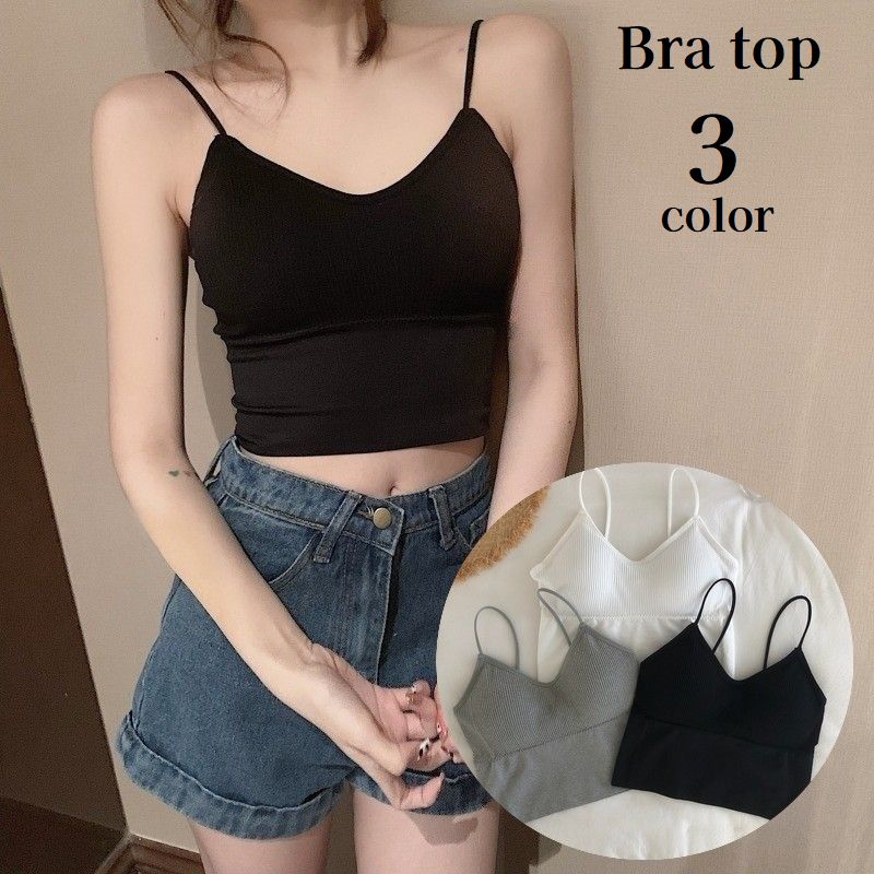 ブラトップ カップ付きインナー キャミソール レディース 女性用 肌着 下着 ショート丈 シンプル 無地 単色 ノンワイヤー 婦人用 楽ちん 可愛い