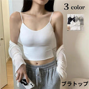 ブラトップ カップ付き キャミソール レディース インナー ノンワイヤー 無地 細ストラップ 下着 肌着 パッド付き 可愛い おしゃれ