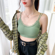 ハーフトップブラジャー 下着 インナー レディース 女性 婦人 キャミソール バッククロス カップ付き ノンワイヤーブラジャー レース シンプル おしゃれ かわいい