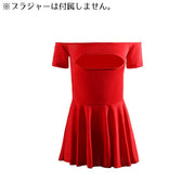 ベビードール Tバックショーツ セクシーランジェリー2点セット レディース スリップ ミニ 半袖オフショルダー 胸開き
